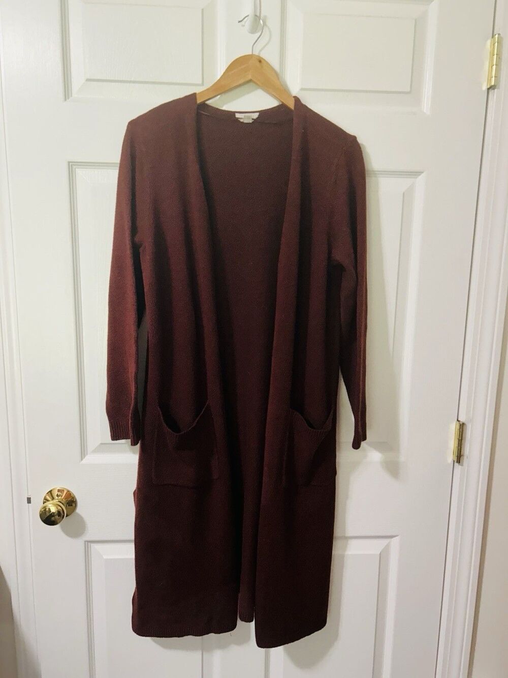 Loft Outlet Lounge Womens Large Open Front Brown Cardigan Pockets